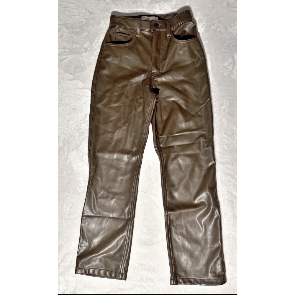 Abercrombie Fitch Womens 25 0 Vegan Leather Pants 90s Straight Brown